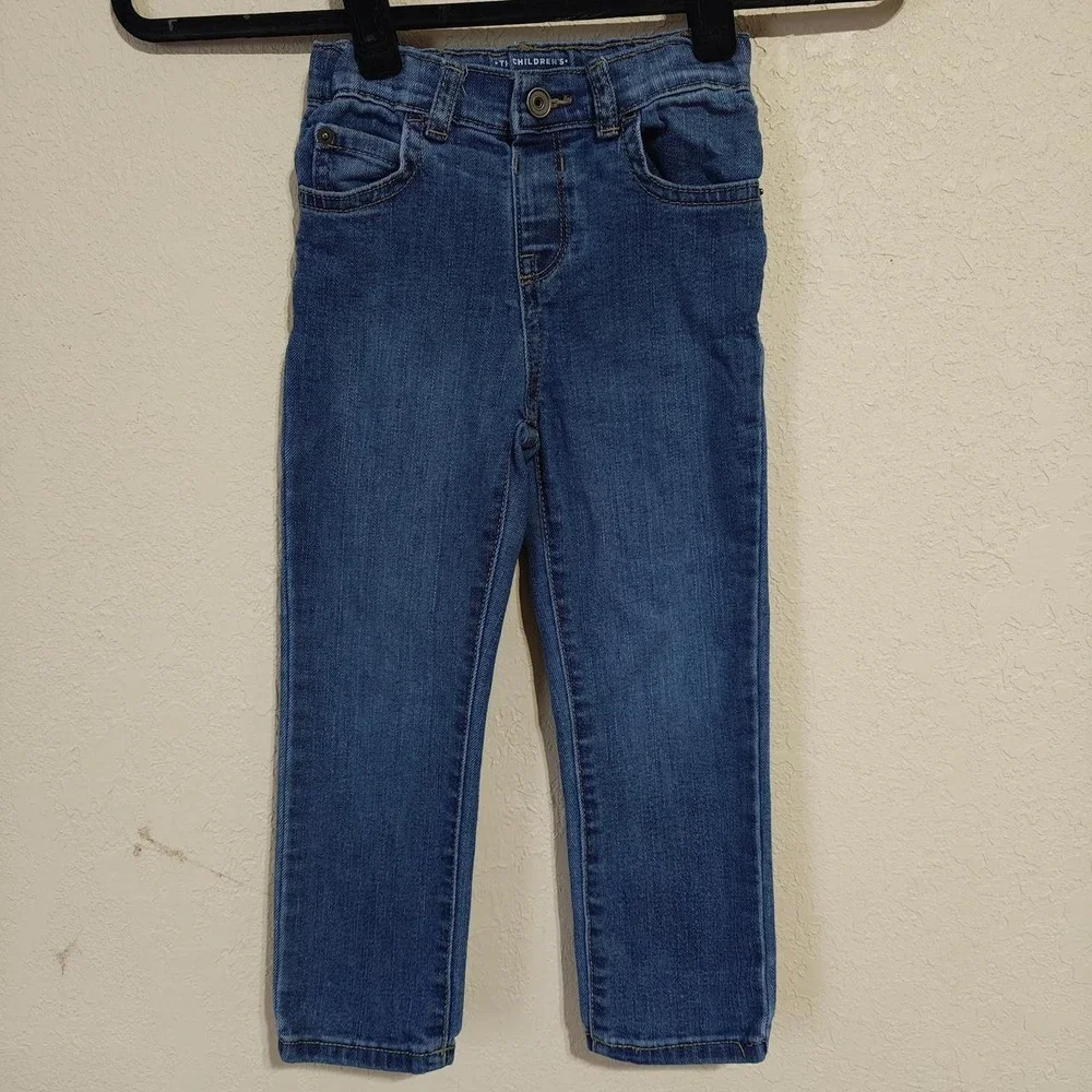 Childrens Place Boys Blue Denim Skinny Stretch Jeans Size 4T Adjustable Waist